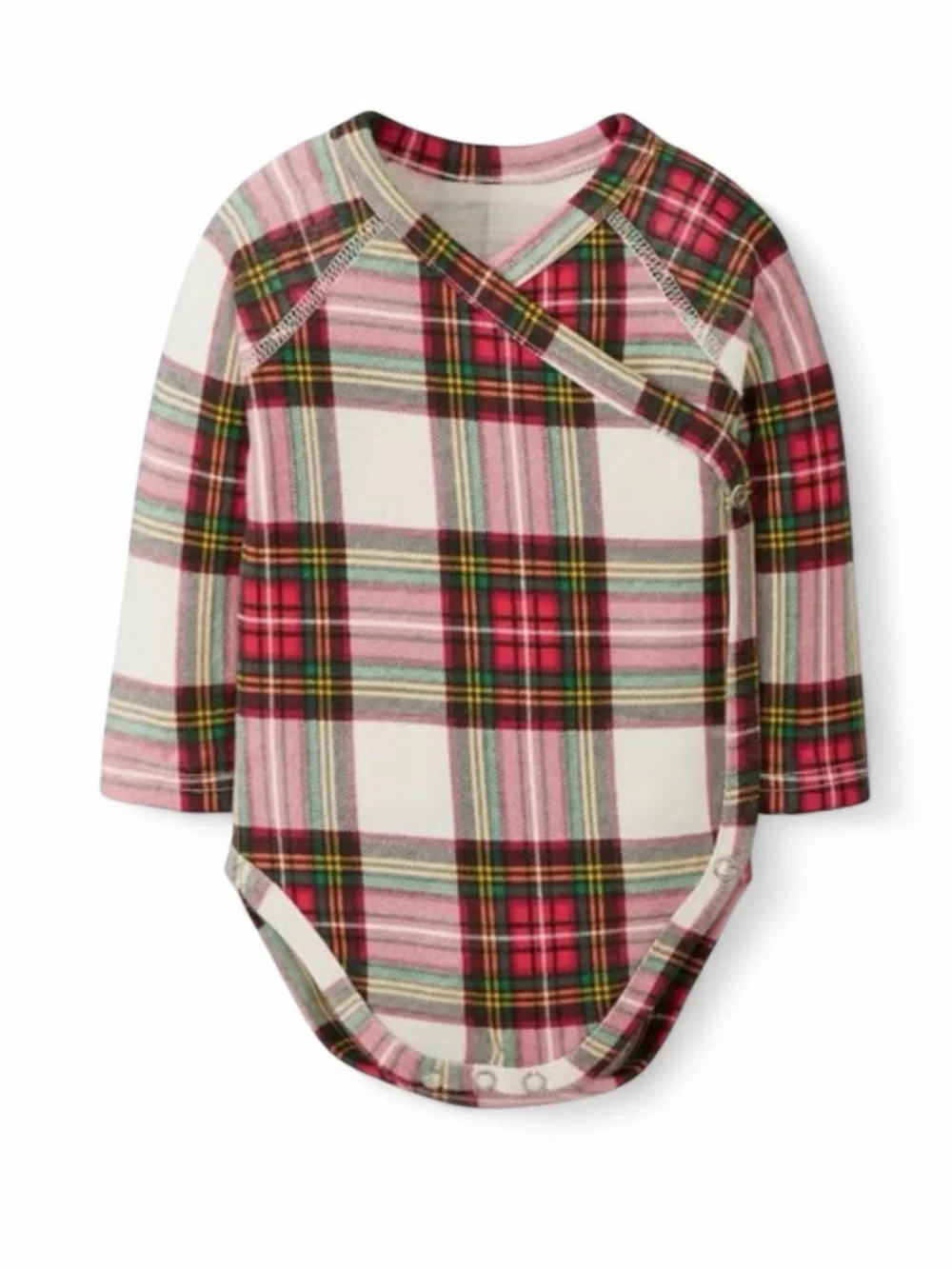 Hanna Andersson 100% Organic Cotton KimonWrap Snap Bodysuit 12-18M Holiday Plaid